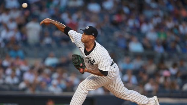 New York Yankees SP Frankie Montas throws pitch